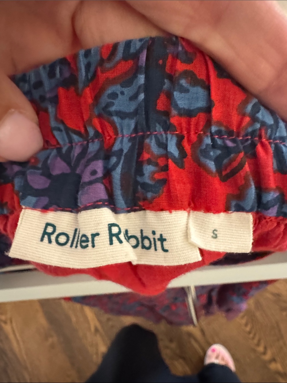 Roller Rabbit Red Maxi Skirt with Blue Floral Print - Picture 4 of 4